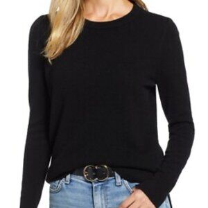 Halogen 100% Cashmere Black Crewneck Sweater